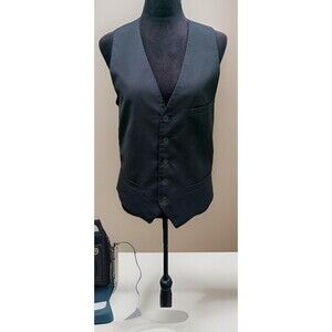 H&M mens black button up vest size 36R NWOT